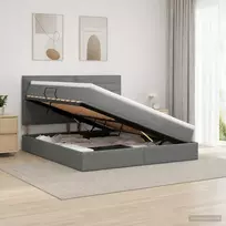 LED saugojimo lova su čiužiniu Tamsiai pilka 140 x 200 cm