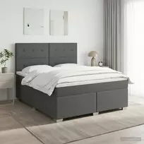 Spyruoklinė lova su čiužiniu Tamsiai pilka 160 x 200 cm Audinys