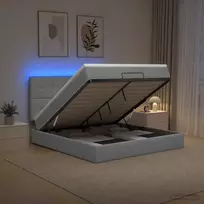 Otmana lova su matracsu ir LED Šviesiai pilka 140 x 200 cm