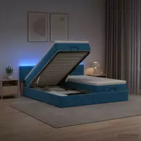 Otmana lova su matracsu ir LED Tamsi mėlyna 180 x 200 cm