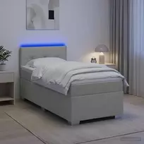 Lova su čiužiniu ir LED apšvietimu Šviesiai pilka Viengulis