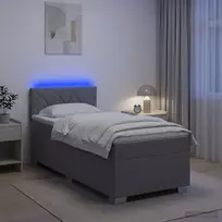 Lova su čiužiniu ir LED apšvietimu Šviesiai pilka Viengulis