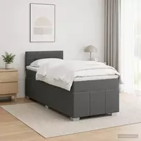 Lova su čiužiniu ir LED apšvietimu Tamsiai pilka 90 x 190 cm