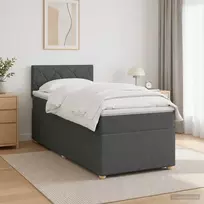 Spyruoklinė lova su čiužiniu Tamsiai pilka 90 x 200 cm Audinys