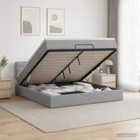 Otmana lova su matracsu ir LED Šviesiai pilka 140 x 200 cm
