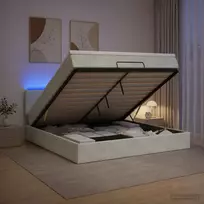 Otmana lova su matracsu ir LED Šviesiai pilka 140 x 200 cm