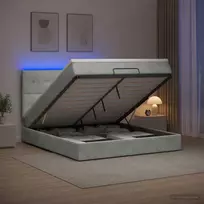 Otmana lova su matracsu ir LED Šviesiai pilka 140 x 200 cm