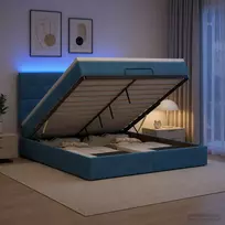 Otmana lova su matracsu ir LED Tamsi mėlyna 140 x 200 cm
