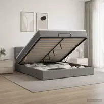 Otmana lova su matracsu ir LED Tamsiai pilka 140 x 190 cm