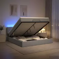 Otmana lova su matracsu ir LED Šviesiai pilka 140 x 200 cm