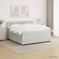 Lova su čiužiniu ir LED apšvietimu Šviesiai pilka 140 x 190 cm
