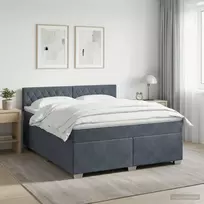 Lova su čiužiniu ir LED apšvietimu Tamsiai pilka 140 x 200 cm