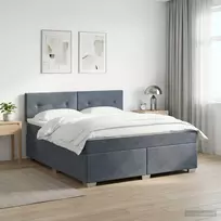 Lova su čiužiniu ir LED apšvietimu Tamsiai pilka 180 x 200 cm