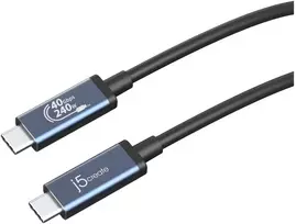USB kabelis j5create 40Gb/s 240W USB Type-C laidas (JUC29L08-N)