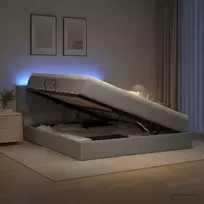 LED saugojimo lova su čiužiniu Šviesiai pilka 140 x 190 cm