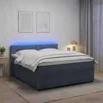 Spyruoklinė lova su čiužiniu Tamsiai pilka 160 x 200 cm Aksomas