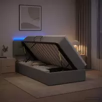LED saugojimo lova su čiužiniu Šviesiai pilka 90 x 200 cm