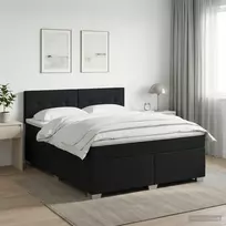 Spyruoklinė lova su čiužiniu Juoda 180 x 200 cm Audinys