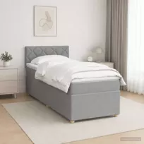 Spyruoklinė lova su čiužiniu Šviesiai pilka 90 x 200 cm Audinys