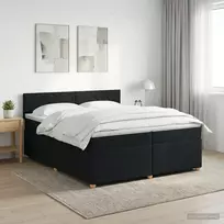 Spyruoklinė lova su čiužiniu Juoda 200 x 200 cm Audinys