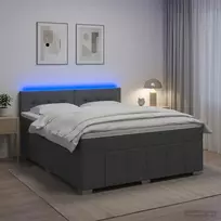 Spyruoklinė lova su čiužiniu Tamsiai pilka 160 x 200 cm Audinys
