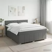 Spyruoklinė lova su čiužiniu Tamsiai pilka 160 x 200 cm Audinys