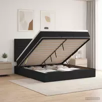 Reguliuojama lova su čiužiniu Juoda 140 x 190 cm Audinys