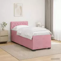 Lova su čiužiniu ir LED apšvietimu Rožinė 90 x 200 cm Aksomas