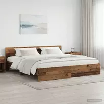 Lova Lovos Rėmas su Galvūgaliu Sendintos medienos 200 x 200 cm