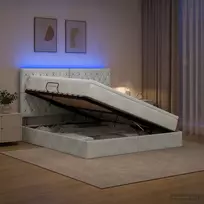 LED saugojimo lova su čiužiniu Šviesiai pilka 180 x 200 cm