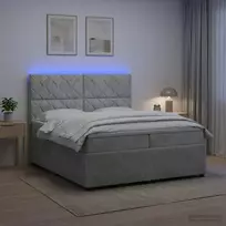 Lova LED lovos čiužinys su LED apšvietimu Šviesiai pilka Aksomas