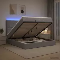Otmana lova su matracsu ir LED Šviesiai pilka 140 x 200 cm