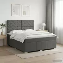 Spyruoklinė lova su čiužiniu Tamsiai pilka 140 x 200 cm Audinys