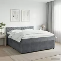 Spyruoklinė lova su čiužiniu Tamsiai pilka 140 x 200 cm Aksomas