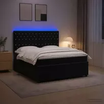 Lova LED lovos čiužinys su LED apšvietimu Juoda 140 x 200 cm Aksomas