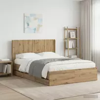 Lova Lovos rėmas su saugojimu ir nugara Artisan Oak 120 x 200 cm