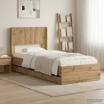 Lova Lovos rėmas su saugojimu ir nugara Artisan Oak 90 x 200 cm
