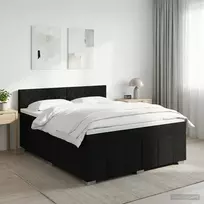 Spyruoklinė lova su čiužiniu Juoda 160 x 200 cm Audinys