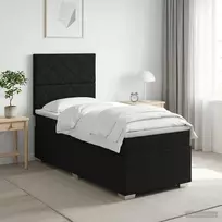 Spyruoklinė lova su čiužiniu Juoda 90 x 200 cm Audinys