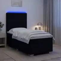 Spyruoklinė lova su čiužiniu Juoda 90 x 200 cm Audinys