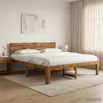 Lova Dviejų lovų rėmas su galvūgaliu ROSTOCK Natūrali 180 x 200 cm