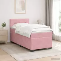 Lova su čiužiniu ir LED apšvietimu Rožinė 90 x 200 cm Aksomas