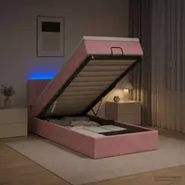 Otmana lova su matracsu ir LED Rožinė 90 x 200 cm Aksomas