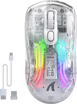 Bevielė žaidimų pelė Attack Shark Pelė X2 Baltas / permatoma Tri-Mode 2.4Ghz/Bluetooth 5.0/USB C PixArt 3212-RGB Backlit-Silen