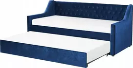 Beliani Ištraukiama veliūrinė lova „MONTARGIS“, 90 x 200 cm, tamsiai mėlyna