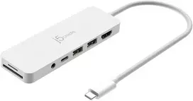 „J5create“ – ekologiškas USB-C kelių prievadų šakotuvas su maitinimo šaltiniu – baltas
