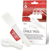 Organizer LABEL THE CABLE LTC Opaski kablowe na rzepy su etykietami Rinkinys daugkartinio naudojimo, balta, 10 vnt (LTC 2620-10)