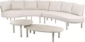 Lauko baldų komplektas Beliani Lauko sofa 6 žmonėms ORIOLO su staliukais, metalinė, šviesiai smėlinė