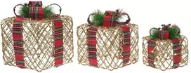 Beliani 3 LED kalėdinių dekoracijų rinkinys VANDET 20/25/30 cm, kalėdinės dovanos, rudas