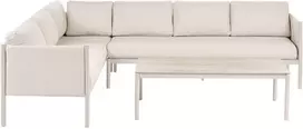 Lauko baldų komplektas Beliani Lauko kampinė sofa su staliuku 5 asmenims TONARA, metalinė, šviesiai smėlio spalvos, dešininė